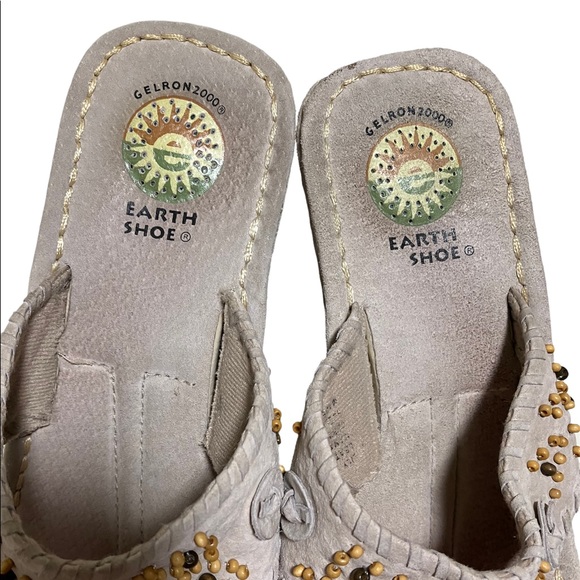 Earth Shoe Gelron 2000 Lily Tan Beaded Wedge Sandal Size 9 - Picture 4 of 11